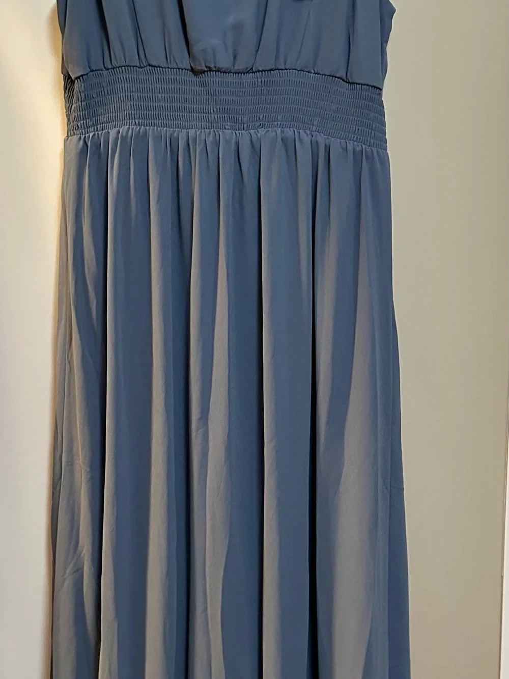 Baltic Born Blue Ruffle Midi Dress with Smocked Waist